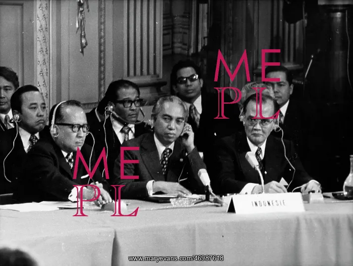 : Politician Adam Malik at a conference : Politician Adam Malik at a conference