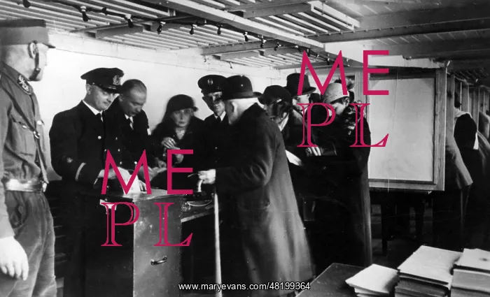 : Polling station on a passenger ship, 1933 : Polling station on a passenger ship, 1933