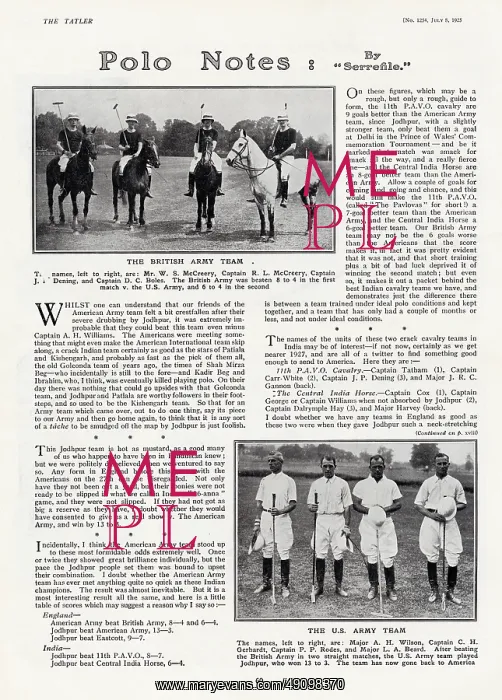  : Polo Notes - The US Army Team and the British Army Team