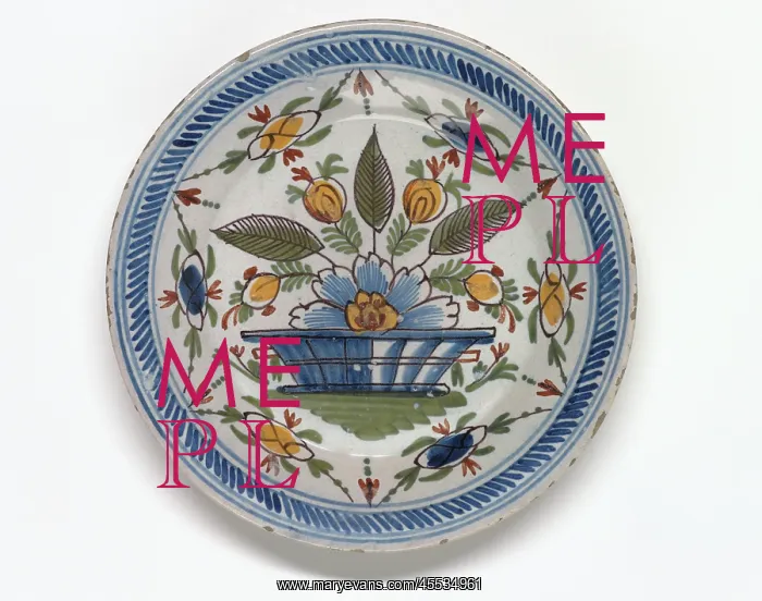 : Plate. Polychrome tin-glazed earthenware plate : Plate. Polychrome tin-glazed earthenware plate