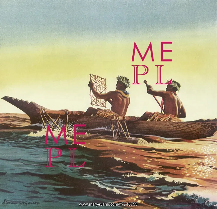  : Polynesians using Primative Navigation in Canoe