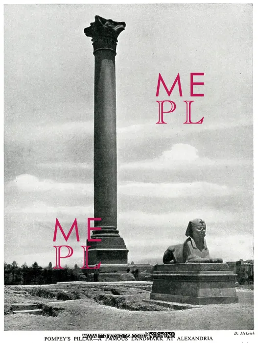 : Pompey's Pillar and Sphinx, Alexandria, Egypt : Pompey's Pillar and Sphinx, Alexandria, Egypt