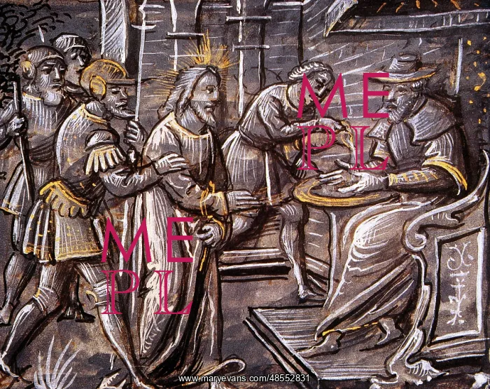 : Pontius Pilate washed his hands. Miniature. Poesies Devotes : Pontius Pilate washed his hands. Miniature. Poesies Devotes