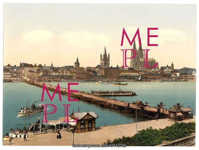 : Pontoon bridge from Deutz, Cologne, the Rhine, Germany : Pontoon bridge from Deutz, Cologne, the Rhine, Germany