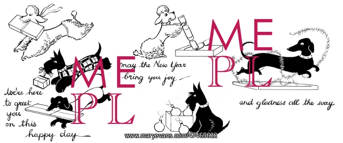 : Poodle, scottie and dachshund with presents etc : Poodle, scottie and dachshund with presents etc