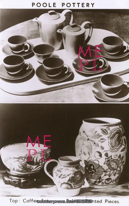 : Poole Pottery - A Coffee Set and various painted pieces : Poole Pottery - A Coffee Set and various painted pieces