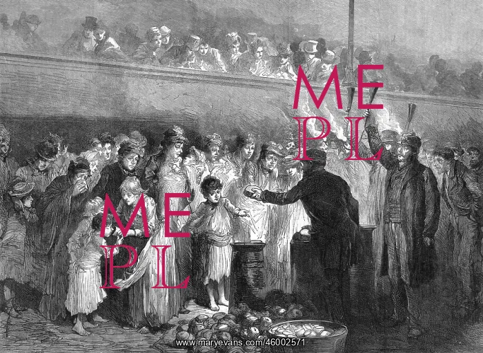 : The poor helping the poor, Trafalgar Square, London : The poor helping the poor, Trafalgar Square, London