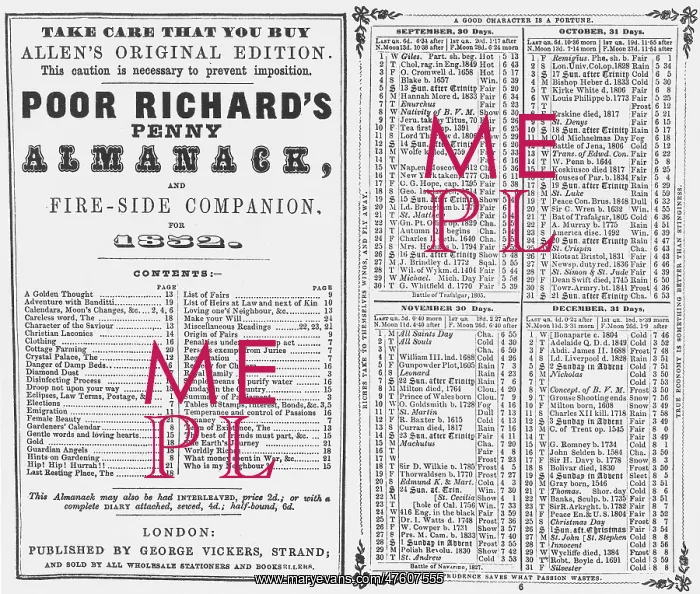  : Poor Richard's Penny Almanack, 1852