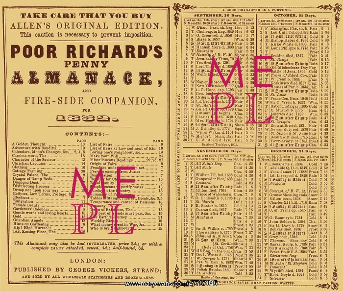 : Poor Richard's Penny Almanack, 1852 : Poor Richard's Penny Almanack, 1852