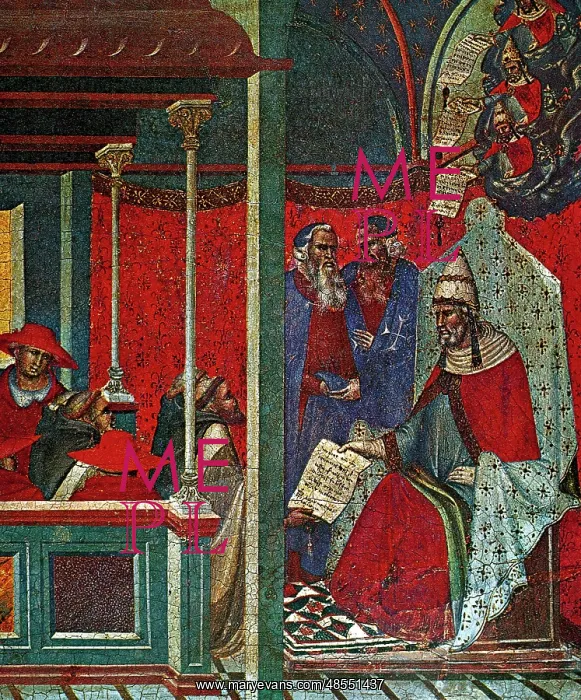 : Pope Honorius III approving the Carmelite Rule by Lorenzetti : Pope Honorius III approving the Carmelite Rule by Lorenzetti