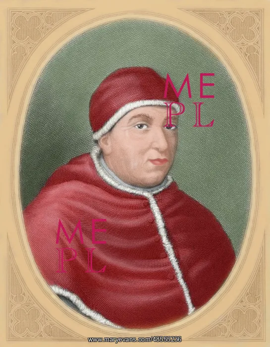 : Pope Leo X (1475-1521). Engraving. Colored : Pope Leo X (1475-1521). Engraving. Colored