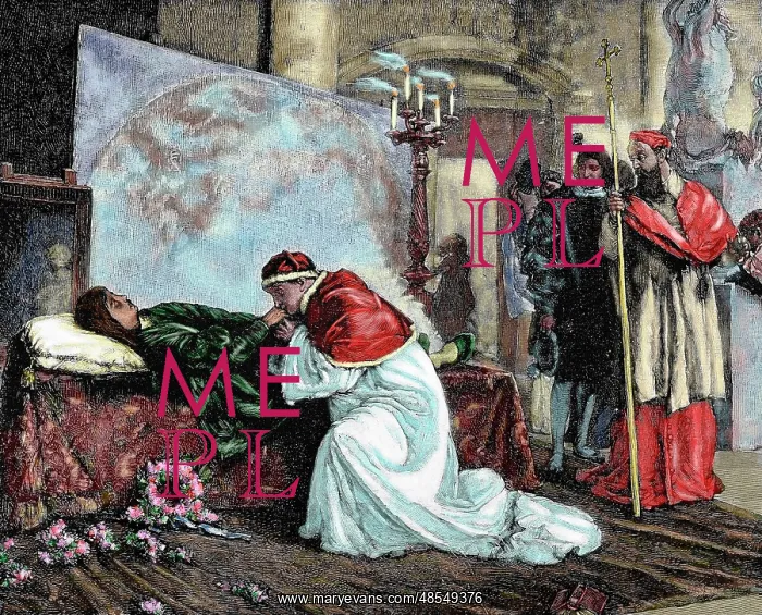: Pope Leo X at the deathbed of Raphael : Pope Leo X at the deathbed of Raphael