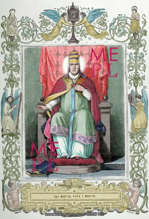 : Pope Martin I (d. 655). Engraving by Cibera. Ano Cristiano : Pope Martin I (d. 655). Engraving by Cibera. Ano Cristiano