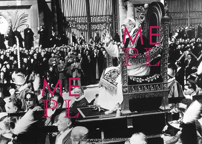 : Pope Pius XII in procession to take formal possession : Pope Pius XII in procession to take formal possession