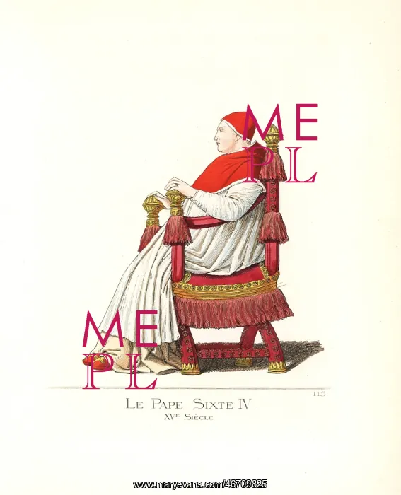 : Pope Sixtus IV, (1414-1484), seated on a throne : Pope Sixtus IV, (1414-1484), seated on a throne