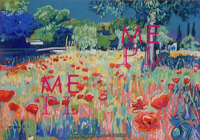 : Poppies in a Meadow - with trees : Poppies in a Meadow - with trees