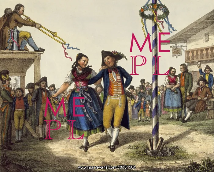 : Popular Festivities: Young couple dancing round : Popular Festivities: Young couple dancing round