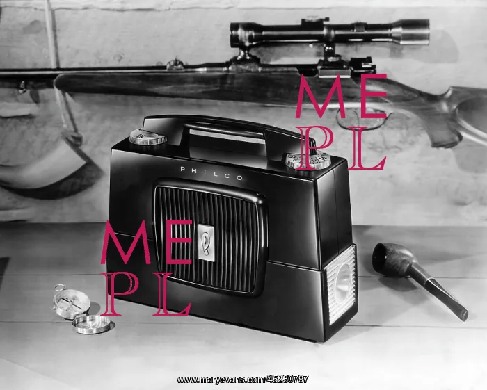 : A portable transistor radio, c. 1954.. ? : A portable transistor radio, c. 1954.. ?