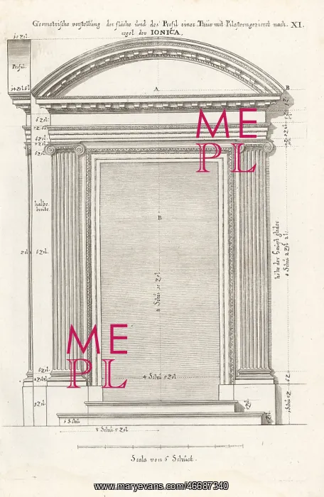 : Portal decorated with pilasters according to the Ionic order : Portal decorated with pilasters according to the Ionic order