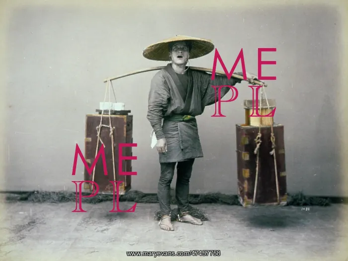 : Porter with shoulder pole, full-length studio portrait, stan : Porter with shoulder pole, full-length studio portrait, stan