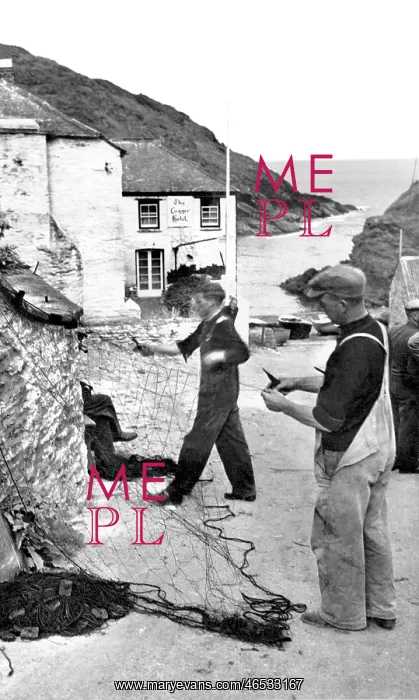  : Portloe, Mending the Nets c1955