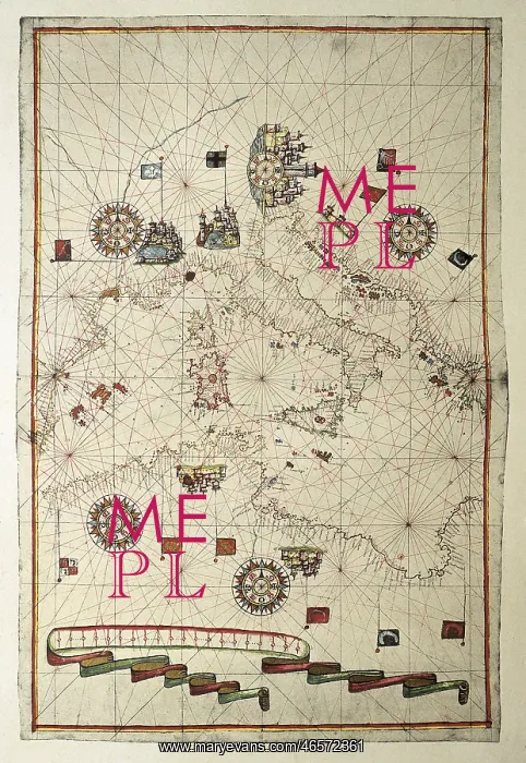 : Portolan chart, 1582. Map of the central part : Portolan chart, 1582. Map of the central part