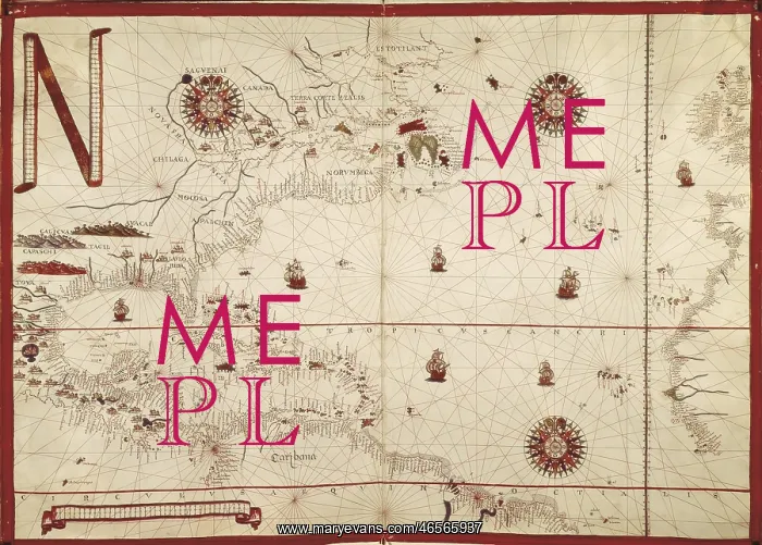 : Portolan chart, 1591. Map of the North Atlantic : Portolan chart, 1591. Map of the North Atlantic