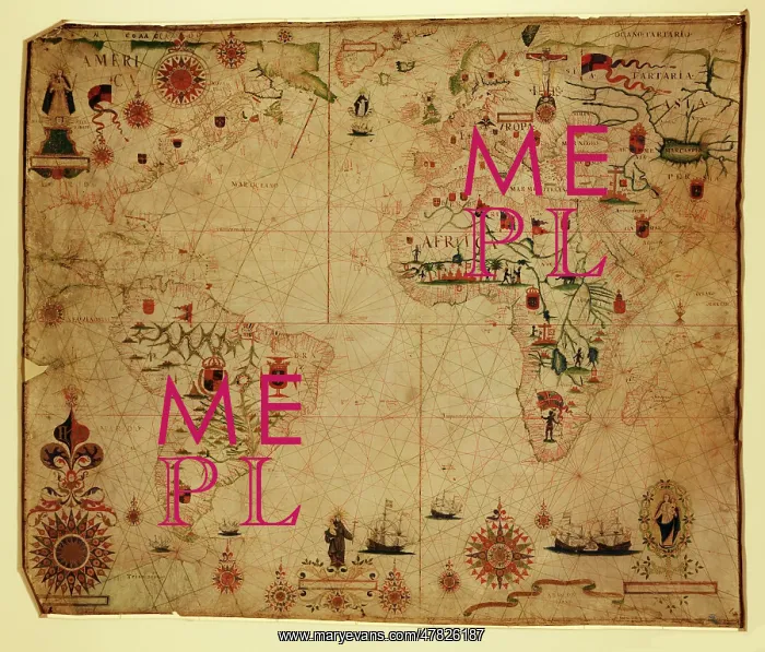 : Portolan Chart of Atlantic Ocean, 1633 : Portolan Chart of Atlantic Ocean, 1633