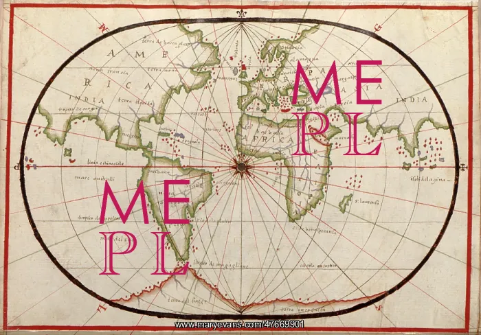: Portolan Chart, World Map, 1590s : Portolan Chart, World Map, 1590s
