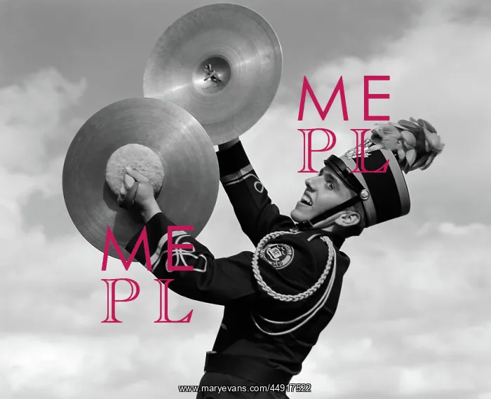 : Portrait of boy in band uniform playing instrument : Portrait of boy in band uniform playing instrument