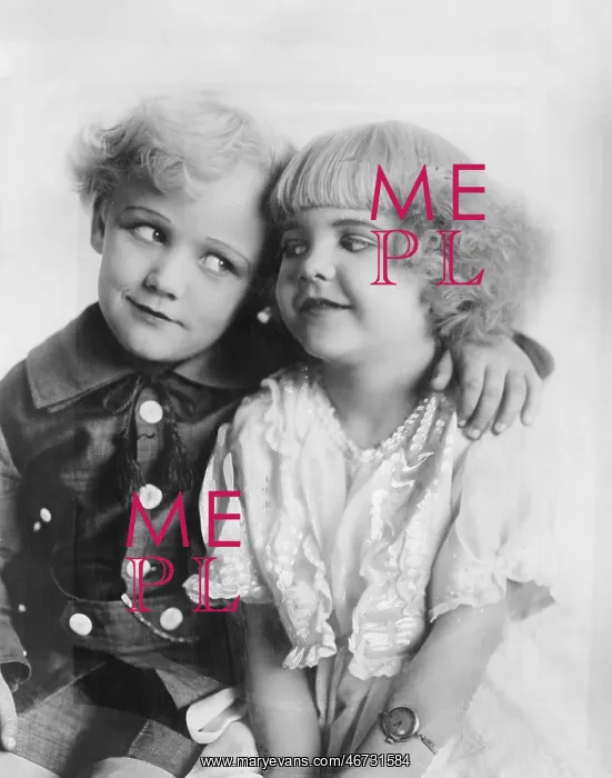 : Portrait of a boy and girl with arm around her : Portrait of a boy and girl with arm around her