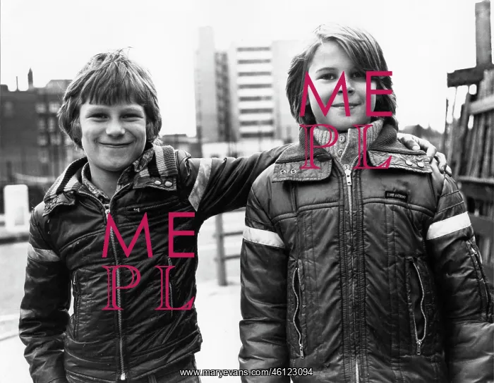 : Portrait of two boys in trendy padded jackets : Portrait of two boys in trendy padded jackets