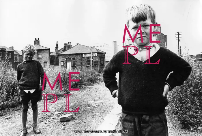 : Portrait of two boys on waste ground : Portrait of two boys on waste ground