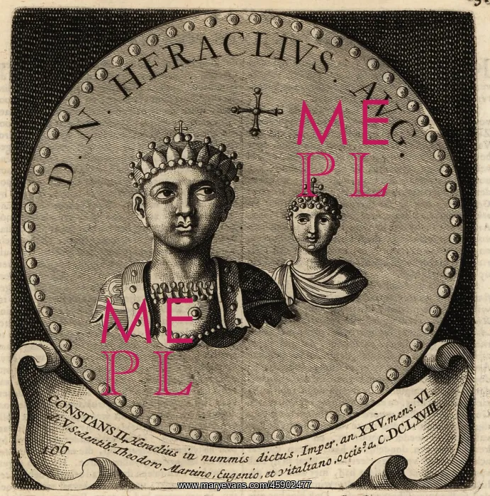 : Portrait of Byzantine Emperor Constans II and Fausta : Portrait of Byzantine Emperor Constans II and Fausta