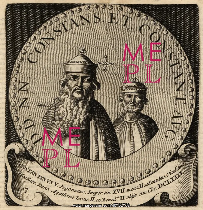 : Portrait of Byzantine Emperors Constans II and : Portrait of Byzantine Emperors Constans II and