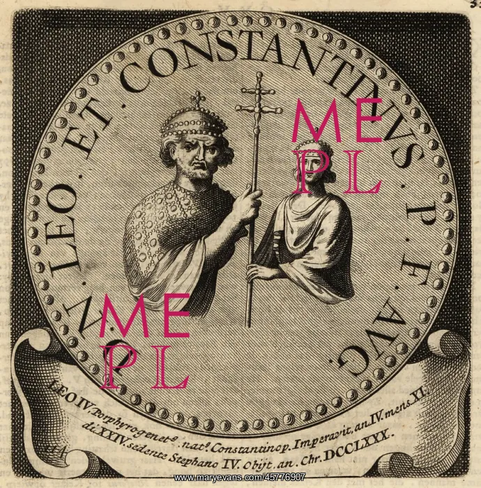 : Portrait of Byzantine Emperors Leo III and Constantine VI : Portrait of Byzantine Emperors Leo III and Constantine VI