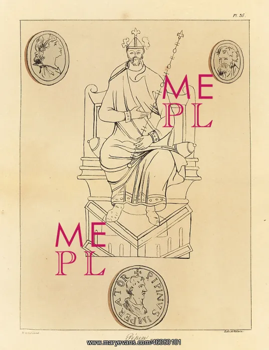 : Portrait and coins of Pepin the Short (714-768) : Portrait and coins of Pepin the Short (714-768)