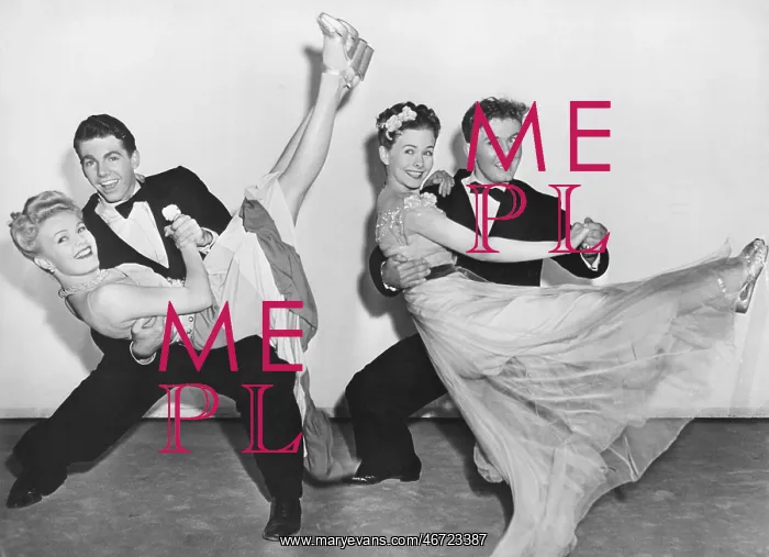 : Portrait of two couples dancing : Portrait of two couples dancing
