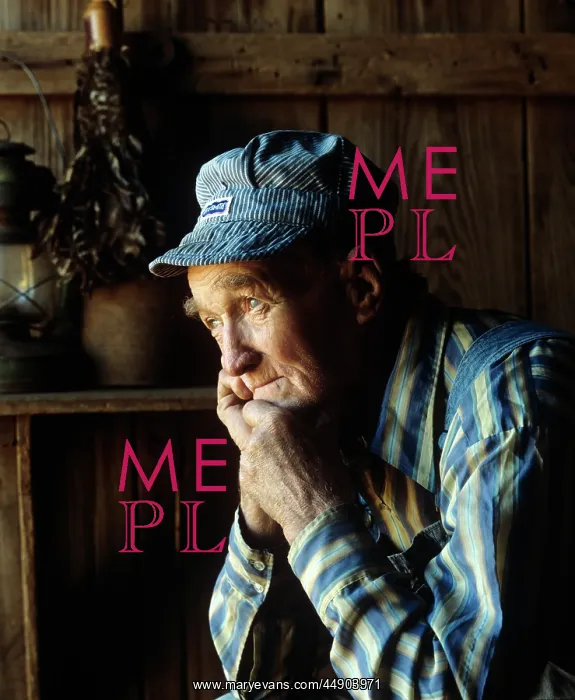 : PORTRAIT OF ELDERLY MAN IN BLUE AND WHITE STRIPED : PORTRAIT OF ELDERLY MAN IN BLUE AND WHITE STRIPED