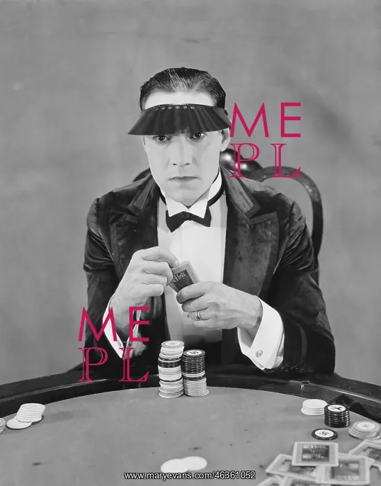 : Portrait of gambler at card table : Portrait of gambler at card table