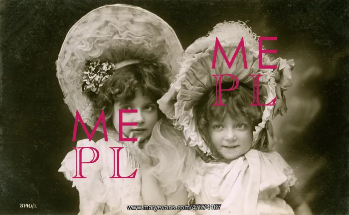  : Portrait of two girls wearing bonnets