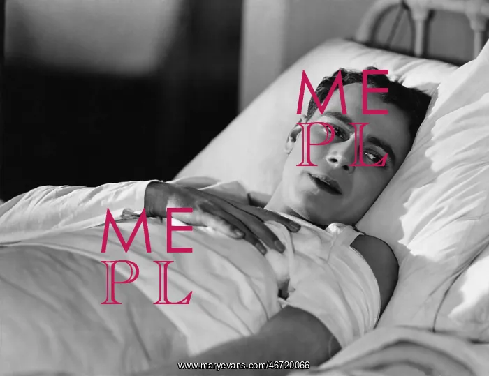 : Portrait of injured man in bed : Portrait of injured man in bed