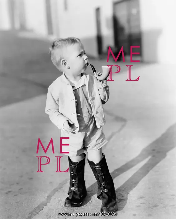 : Portrait of little boy with pipe : Portrait of little boy with pipe