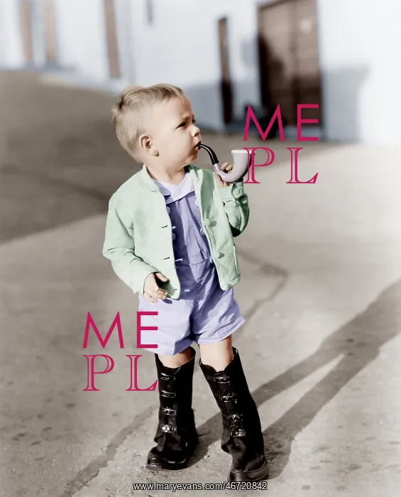 : Portrait of little boy with pipe : Portrait of little boy with pipe