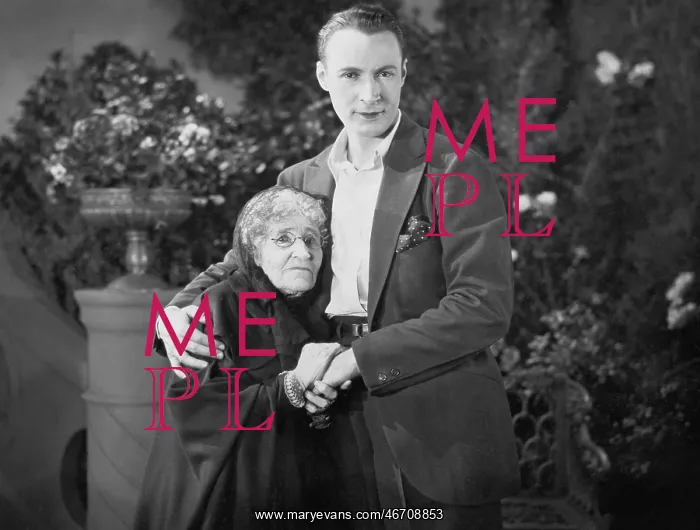 : Portrait of man with elderly grandmother : Portrait of man with elderly grandmother