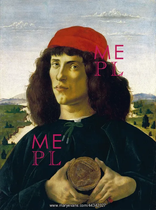 : Portrait of a man with medal, by Botticelli : Portrait of a man with medal, by Botticelli