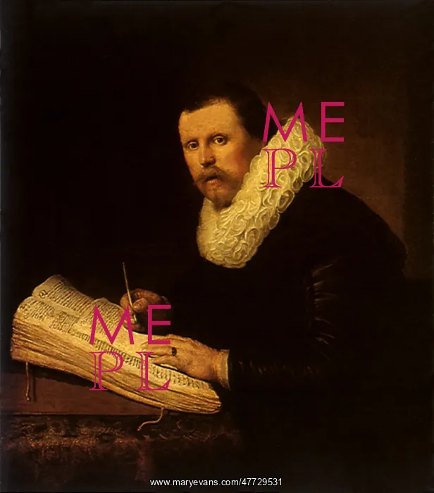 : Portrait of a Man at a Table, by Rembrandt : Portrait of a Man at a Table, by Rembrandt