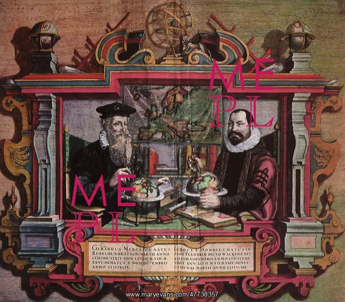 : Portrait of Mapmakers Gerard Mercator & Jodocus Hondius 1620 : Portrait of Mapmakers Gerard Mercator & Jodocus Hondius 1620