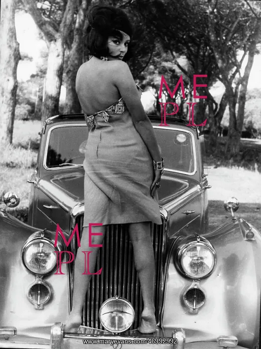 : Portrait of Mirella Maravidi on a car : Portrait of Mirella Maravidi on a car