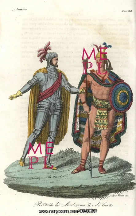: Portrait of Moctezuma II and Hernan Cortes : Portrait of Moctezuma II and Hernan Cortes